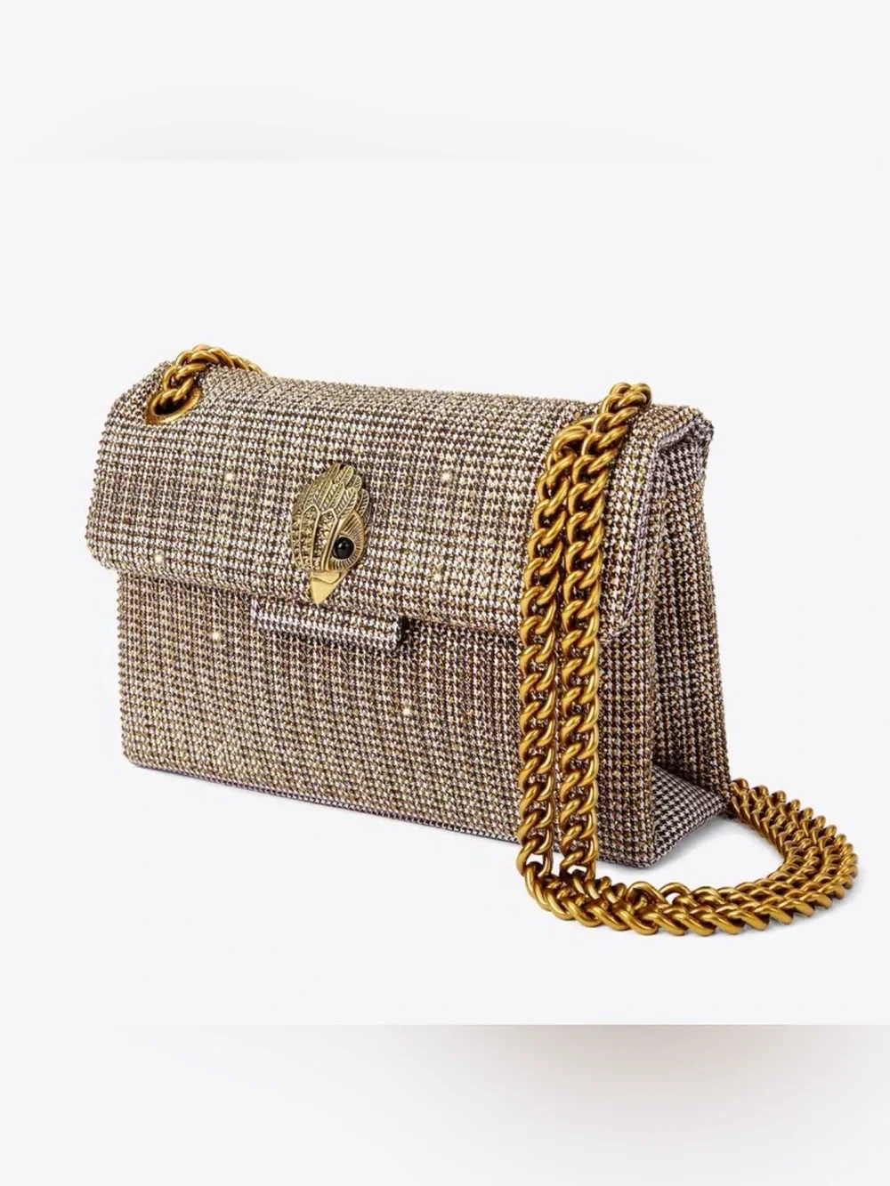 Gold Kurt Geiger Crystal-Embellished Chain Shoulder Bag, NWT